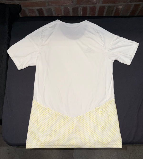 White w Yellow Lines Adidas Shirt