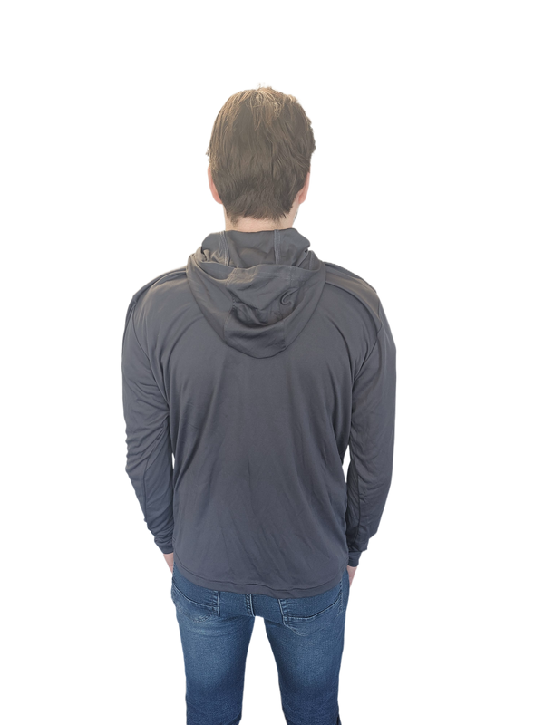 The Hooded L/S Wicking Tee - Steel Gray