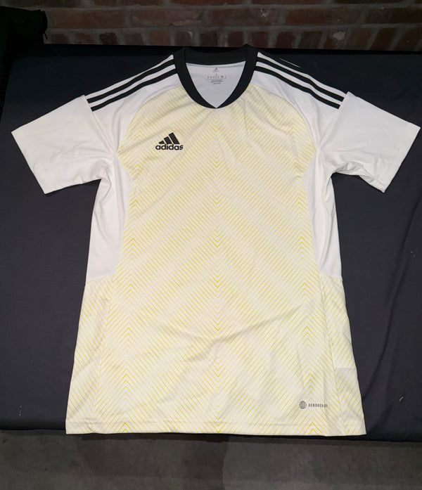 White w Yellow Lines Adidas Shirt