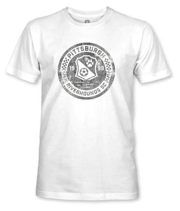 Pittsburgh Riverhounds Black Mono Badge Cotton T-Shirt - White